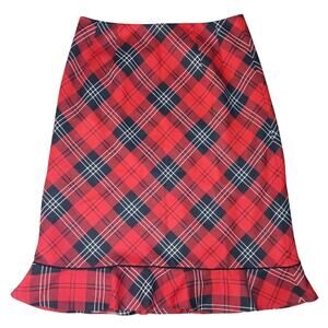 Vintage Size 8P Pendleton 100% Virgin Wool Womens Skirt Red Black Plaid Petite